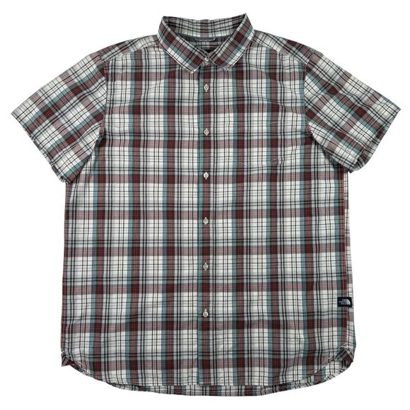 The North Face Hammets Mens XL Red And White Plaid Button Up Short Sleeve Shirt - Picture 1 of 9